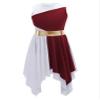 Oyolan Kids Girls One Shoulder Lyrical Praise Dance Dress Sleeveless Color Block Tunic Liturgical Worship Costume Red 14 Years view 3