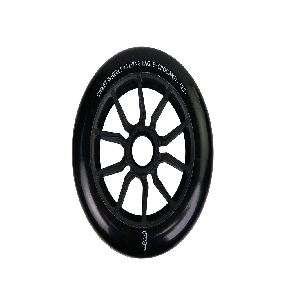 Flying Eagle - Crocanti Speed Skates Wheels - 110 mm / 125mm for Inline Skates - Inline Skate Replacement Wheels - Inline Wheels for Adult Speed Skates - Adult Inline Skates (Pack of 6, Black)