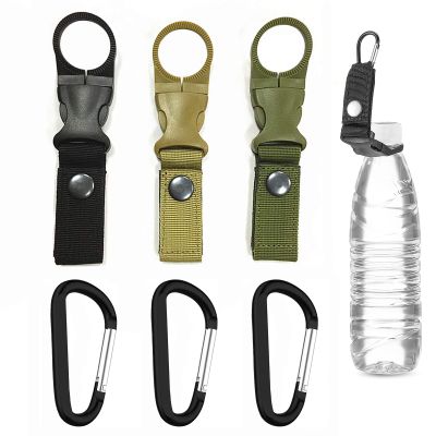3pcs Bottle Hanging Buckle Clip, Portable Water Bottle Ring Holder with D-Ring Hook, Nylon Webbing Keychain, Mineral Water Bottle Clip for Backpack Belt Outdoor Camping Hiking Mountaineering Traveling