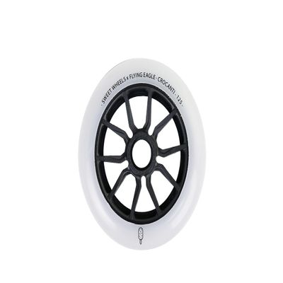 Flying Eagle - Crocanti Speed Skates Wheels - 110 mm / 125mm for Inline Skates - Inline Skate Replacement Wheels - Inline Wheels for Adult Speed Skates - Adult Inline Skates (Pack of 6, White, 125mm)