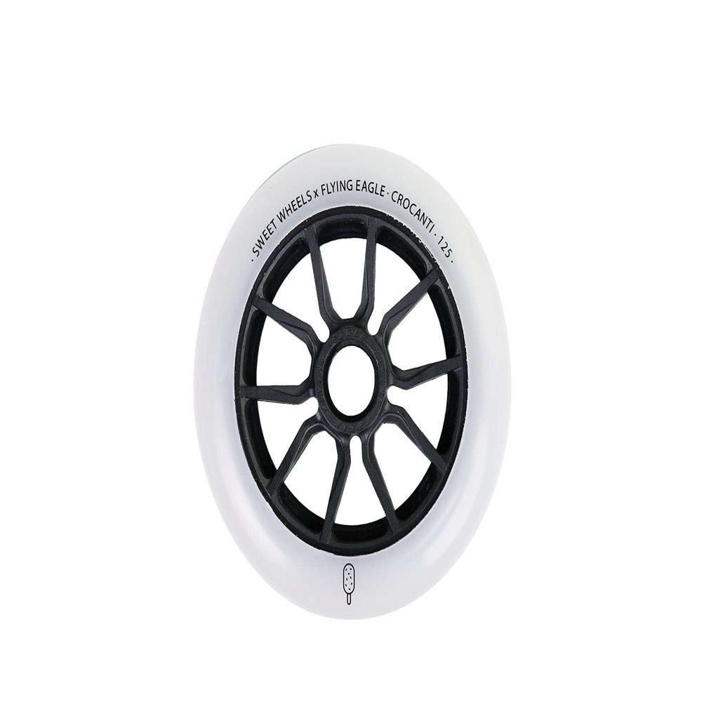 Flying Eagle - Crocanti Speed Skates Wheels - 110 mm / 125mm for Inline Skates - Inline Skate Replacement Wheels - Inline Wheels for Adult Speed Skates - Adult Inline Skates (Pack of 6, White, 125mm)