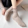 zrylibya Women's Ruffle Frilly Rib Knit Crew Socks Floral Embroidery Scalloped Pointelle Casual Ankle Socks 5 Pairs (Multicolor B) view 2