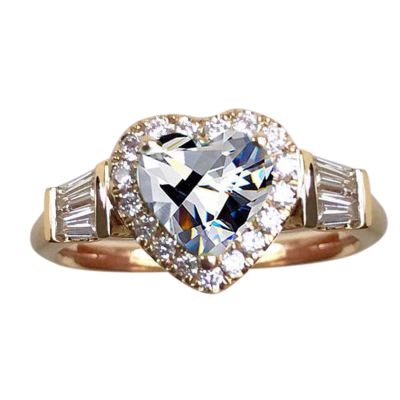 AIMAOMI Simulated Diamond Simulated Diamond Heart Shape Ring Vintage Jewelry Party Ring for Women (White, 9)