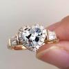 AIMAOMI Simulated Diamond Simulated Diamond Heart Shape Ring Vintage Jewelry Party Ring for Women (White, 9) view 4