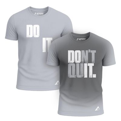 Actizio Men's Workout Shirt Performance Fabric T-Shirt Short Sleeve Sweat Activated Motivational Exercise Gym Athletic Fit Moisture Wicking Fitness Shirt - Do It Don't Quit - Light Gray (Size L)