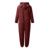 1 Piece Fleece Pajamas Sherpa Jumpsuit Women Women's Fuzzy Pajamas Long Sleeve Adult Cat Onesie Pajamas Winter Rompers Sleepwear view 4