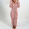 1 Piece Fleece Pajamas Sherpa Jumpsuit Women Women's Fuzzy Pajamas Long Sleeve Adult Cat Onesie Pajamas Winter Rompers Sleepwear view 2