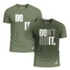 Actizio Men's Workout Shirt Performance Fabric T-Shirt Short Sleeve Sweat Activated Motivational Exercise Gym Athletic Fit Moisture Wicking Fitness Shirt - Do It Don't Quit - Army Green (Size L) view 1