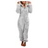 1 Piece Fleece Pajamas Sherpa Jumpsuit Women Women's Fuzzy Pajamas Long Sleeve Adult Cat Onesie Pajamas Winter Rompers Sleepwear view 1