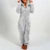 1 Piece Fleece Pajamas Sherpa Jumpsuit Women Women's Fuzzy Pajamas Long Sleeve Adult Cat Onesie Pajamas Winter Rompers Sleepwear view 2