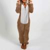 1 Piece Fleece Pajamas Sherpa Jumpsuit Women Women's Fuzzy Pajamas Long Sleeve Adult Cat Onesie Pajamas Winter Rompers Sleepwear view 2