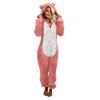 1 Piece Fleece Pajamas Sherpa Jumpsuit Women Women's Fuzzy Pajamas Long Sleeve Adult Cat Onesie Pajamas Winter Rompers Sleepwear view 1