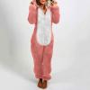 1 Piece Fleece Pajamas Sherpa Jumpsuit Women Women's Fuzzy Pajamas Long Sleeve Adult Cat Onesie Pajamas Winter Rompers Sleepwear view 2