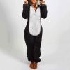 1 Piece Fleece Pajamas Sherpa Jumpsuit Women Women's Fuzzy Pajamas Long Sleeve Adult Cat Onesie Pajamas Winter Rompers Sleepwear view 2
