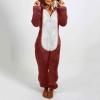 1 Piece Fleece Pajamas Sherpa Jumpsuit Women Women's Fuzzy Pajamas Long Sleeve Adult Cat Onesie Pajamas Winter Rompers Sleepwear view 2