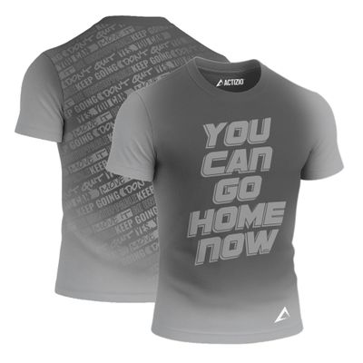 Actizio Men's Workout Shirt Performance Fabric T-Shirt Short Sleeve Sweat Activated Motivational Exercise Gym Athletic Fit Moisture Wicking Fitness Shirt - You Can Go Home Now - Light Gray (Size L)
