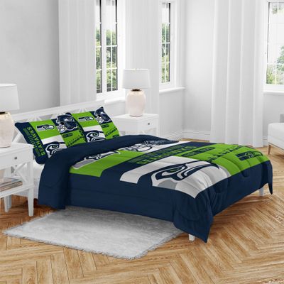 Pegasus Home Fashions Seattle Seahawks Block Logo Three Piece Full/Queen Bed Set