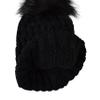 C.C Thick Cable Knit Faux Fuzzy Fur Pom Fleece Lined Skull Cap Cuff Beanie, Lattice Black view 4