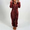 1 Piece Fleece Pajamas Sherpa Jumpsuit Women Women's Fuzzy Pajamas Long Sleeve Adult Cat Onesie Pajamas Winter Rompers Sleepwear view 2