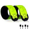 TRAYIU LED Safety Wristband Lights - Rechargeable Light Up Arm Ankle Band Kids Magic Slap Glow Bracelets Reflective Belt High Visibility for Night Cycling Walking Joggers Running Gear view 1