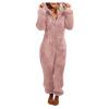 1 Piece Fleece Pajamas Sherpa Jumpsuit Women Women's Fuzzy Pajamas Long Sleeve Adult Cat Onesie Pajamas Winter Rompers Sleepwear view 1