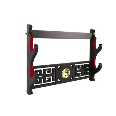 GUIIYLGG Sword Holder Katana Wall Mount - 2-Tier Tai Chi icon Velvet Padded Katana Holder Samurai Sword Display Rack Wand Lightsabe Wakizashi Sword Stand Display Hanger