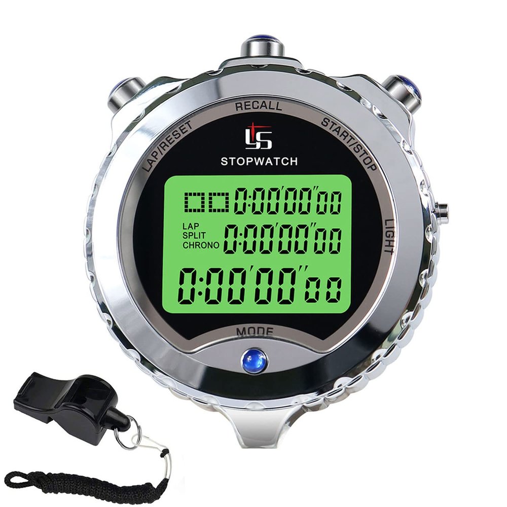 Rolilink Stopwatch with Backlight100 Lap Metal Stop Watch for Sports with Alarm Countdown 0.01second Timing, Digital Stopwatches Timer for Sports and Competitions