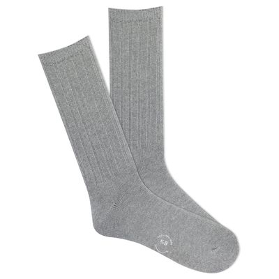 K. Bell Socks Classic Comfort Fit Ribbed, Grey Heather, Men's Shoe Size: 6.5-12