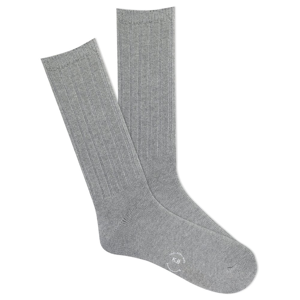 K. Bell Socks Classic Comfort Fit Ribbed, Grey Heather, Men's Shoe Size: 6.5-12