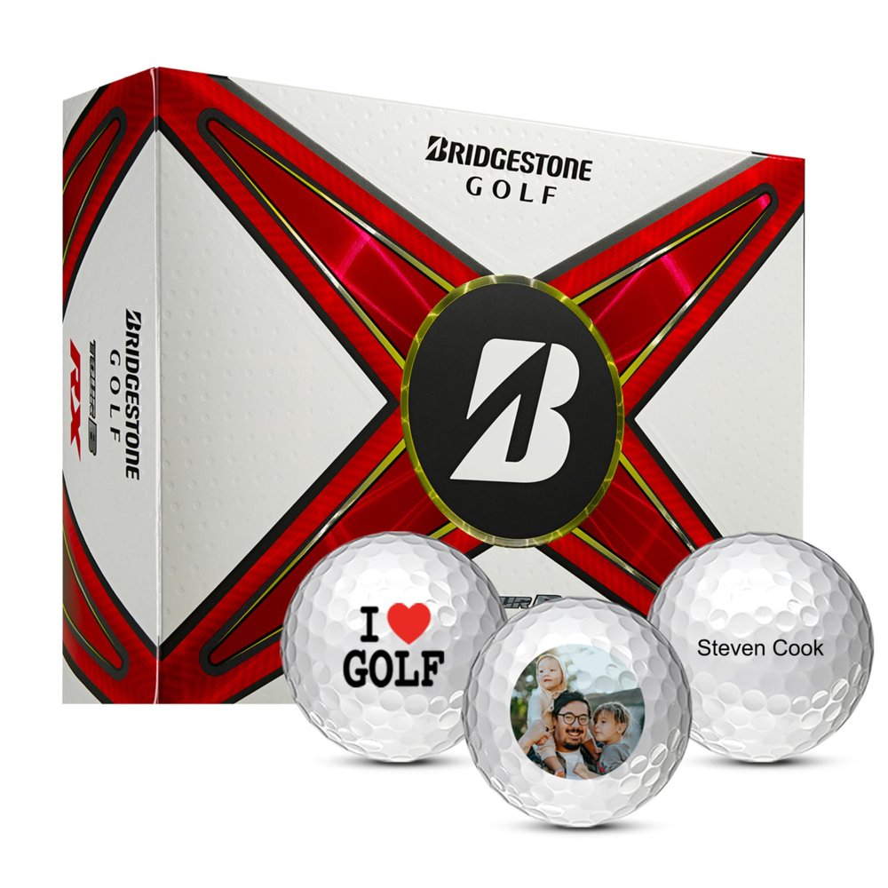 MYCUSTOMGOLFBALL Bridgestone Tour B RX Personalized Golf Balls 2 Pole - Logo Golf Balls - Custom Golf Balls (Set of 12)
