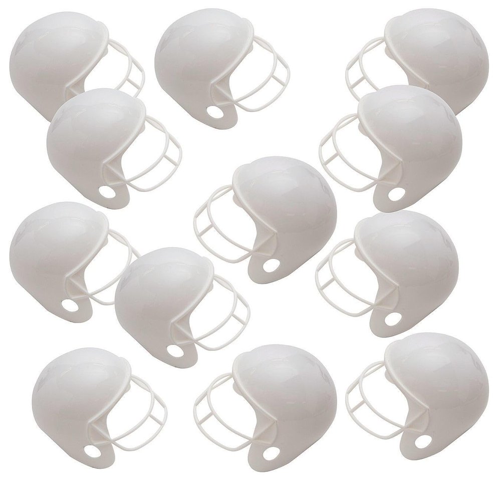 S&S Color-Me White Football Helmets, Personalize with Team Logo & Colors, Decorate with Permanent Markers, Paint or Stickers, Camp, Sports, Plastic, Decorative Use Only, 6 x 4-1/2", Pack of 12