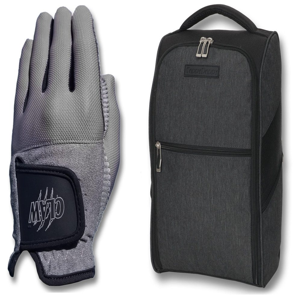 CaddyDaddy Claw PRO Golf Glove for Men & Premium Golf Shoe Bag