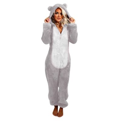 1 Piece Fleece Pajamas Sherpa Jumpsuit Women Women's Fuzzy Pajamas Long Sleeve Adult Cat Onesie Pajamas Winter Rompers Sleepwear