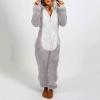 1 Piece Fleece Pajamas Sherpa Jumpsuit Women Women's Fuzzy Pajamas Long Sleeve Adult Cat Onesie Pajamas Winter Rompers Sleepwear view 2