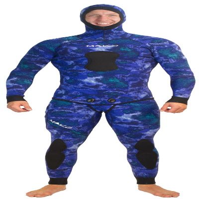 MAKO Spearguns Mens Spearfishing Wetsuit Yamamoto 3D Ocean Blue Camo 3mm 2 Piece (Medium-Large)