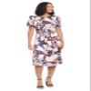 London Times Women's Dresses Puff Sleeve Satin Midi Tie Waist Office Shower Guest of Wedding view 1