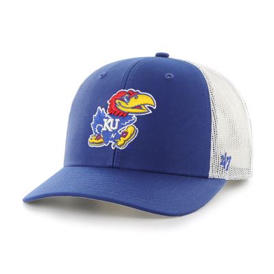 '47 NCAA Men's Trucker Snapback Adjustable Hat (Kansas Jayhawks - Royal Blue)