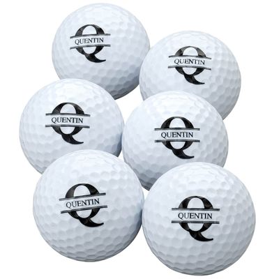 Fox Valley Traders Personalized White Golf Balls Set of 6 - Gifts for Birthdays, Stocking Stuffers, Party Favors - Serif Name and Initial Design