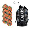Select Club DB V22 Soccer Ball, 8-Ball Pack with Duffle Ball Bag and Hand Pump, Orange/Blue/Yellow, Size 4 view 1