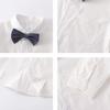 Tiepant Boys Long Sleeve Dress Shirt with Bowtie + Navy Blue Suspender Pants + Vest Gentleman Outfit for Toddler Blue 3-4T view 4