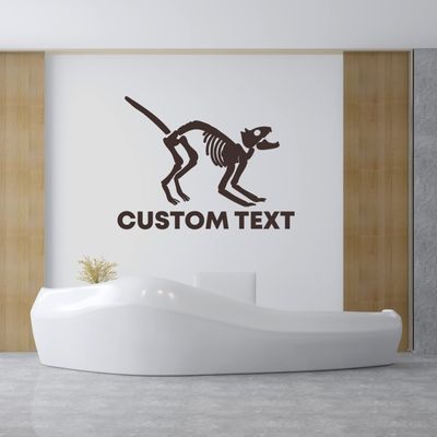 A TOP DESIGN Cat Skeleton Halloween Decals with Your Custom Text - Personalized Text for Your Halloween Sticker - Custom Halloween Cat Skeleton Kids Decor 61x46 inches inches