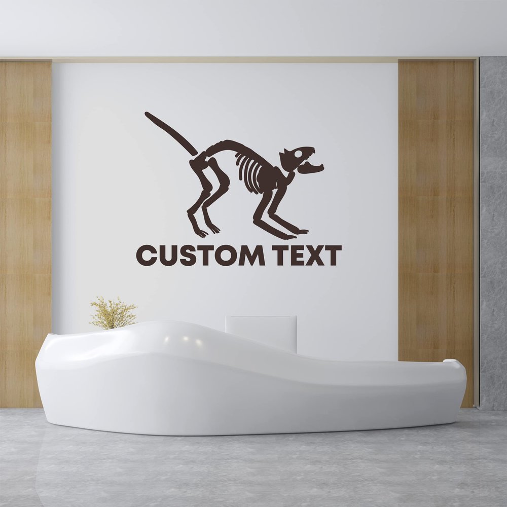 A TOP DESIGN Cat Skeleton Halloween Decals with Your Custom Text - Personalized Text for Your Halloween Sticker - Custom Halloween Cat Skeleton Kids Decor 61x46 inches inches