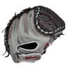 WILSON A500 32 Youth Baseball Catchers Mitt - Right Hand Throw, Grey/Black/Red view 2