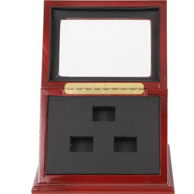INOOMP Championship Ring Display Box Wooden Baseball Ring Display Case Box Sports Baseball Ring Holder Championship Ring Box with Foam Lining for Multiple Rings