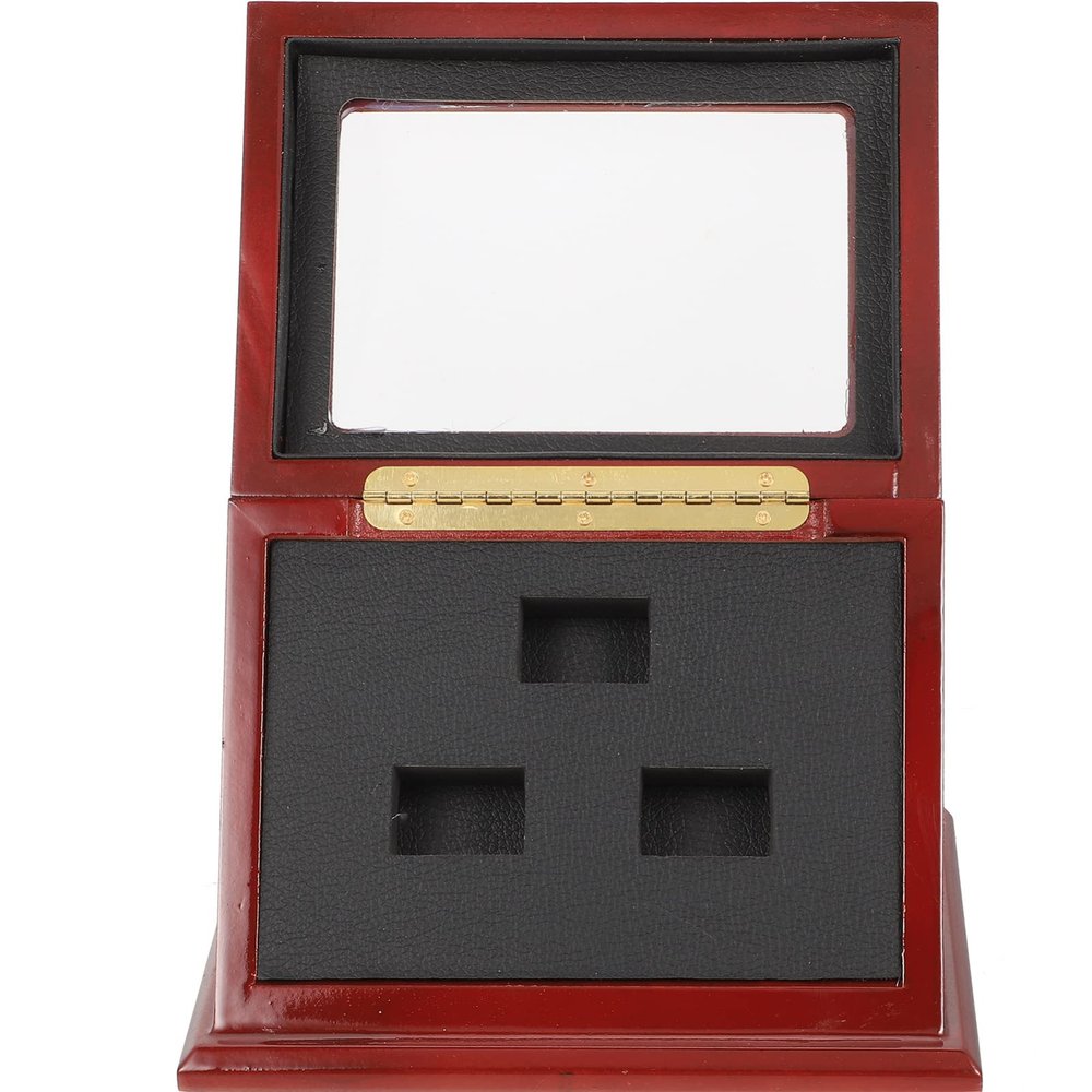 INOOMP Championship Ring Display Box Wooden Baseball Ring Display Case Box Sports Baseball Ring Holder Championship Ring Box with Foam Lining for Multiple Rings