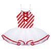 Aislor Girls Candy Cane Bowknot Mesh Ballet Tutu Dress Figure Ice Skating Leotard Dress Christmas Dancing Costume Red 14 Years view 3