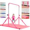 MARFULA Foldable Gymnastic Bar for Kids Ages 3-12, 9 Height Levels, 200 lbs Weight Capacity, 5 Ft Length Gymnastic Kip Bar with Mat, Gymnastic Equipment for Home and Gym Center Indoor Outdoor Use view 1