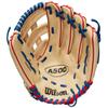 WILSON A500 12 Utility Youth Baseball Glove - Right Hand Throw, Blonde/Red/Royal view 2