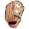 WILSON A500 12 Utility Youth Baseball Glove - Right Hand Throw, Blonde/Red/Royal view 3