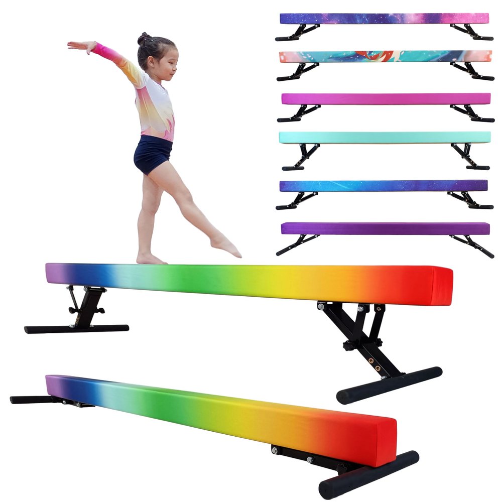 Seliyoo Adjustable Balance Beam for Kids, 8FT Gymnastics Beam with Anti-Slip Legs, High and Low Floor Beam for All Gymnastics Levels, Professional Gymnastic Equipment for Home, Gym Center